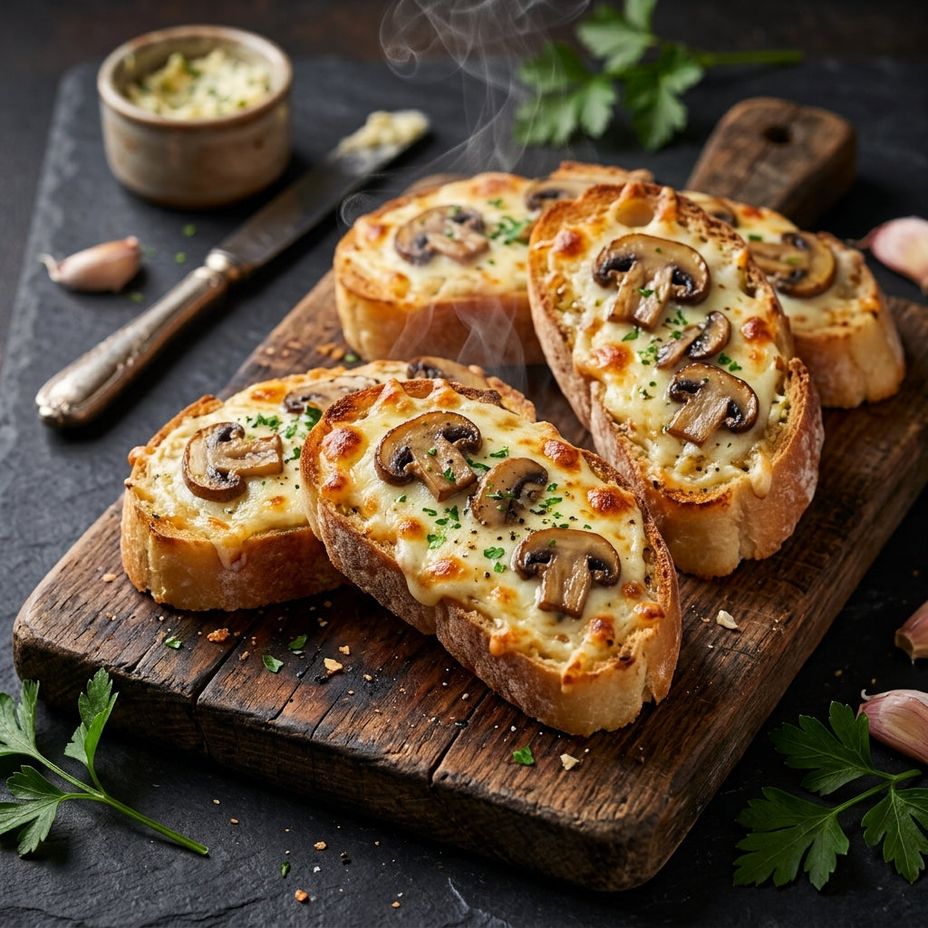 Garlic Bread with Cheese with Mushrooms
