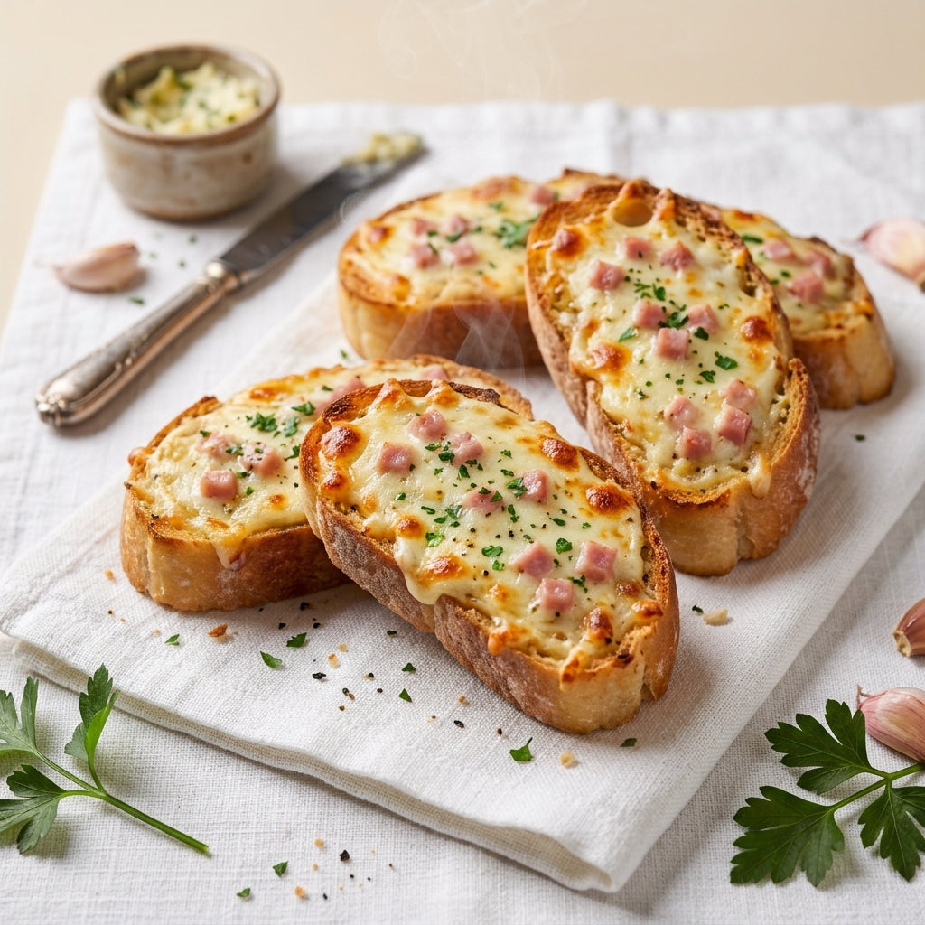 Garlic Bread with Cheese with Ham