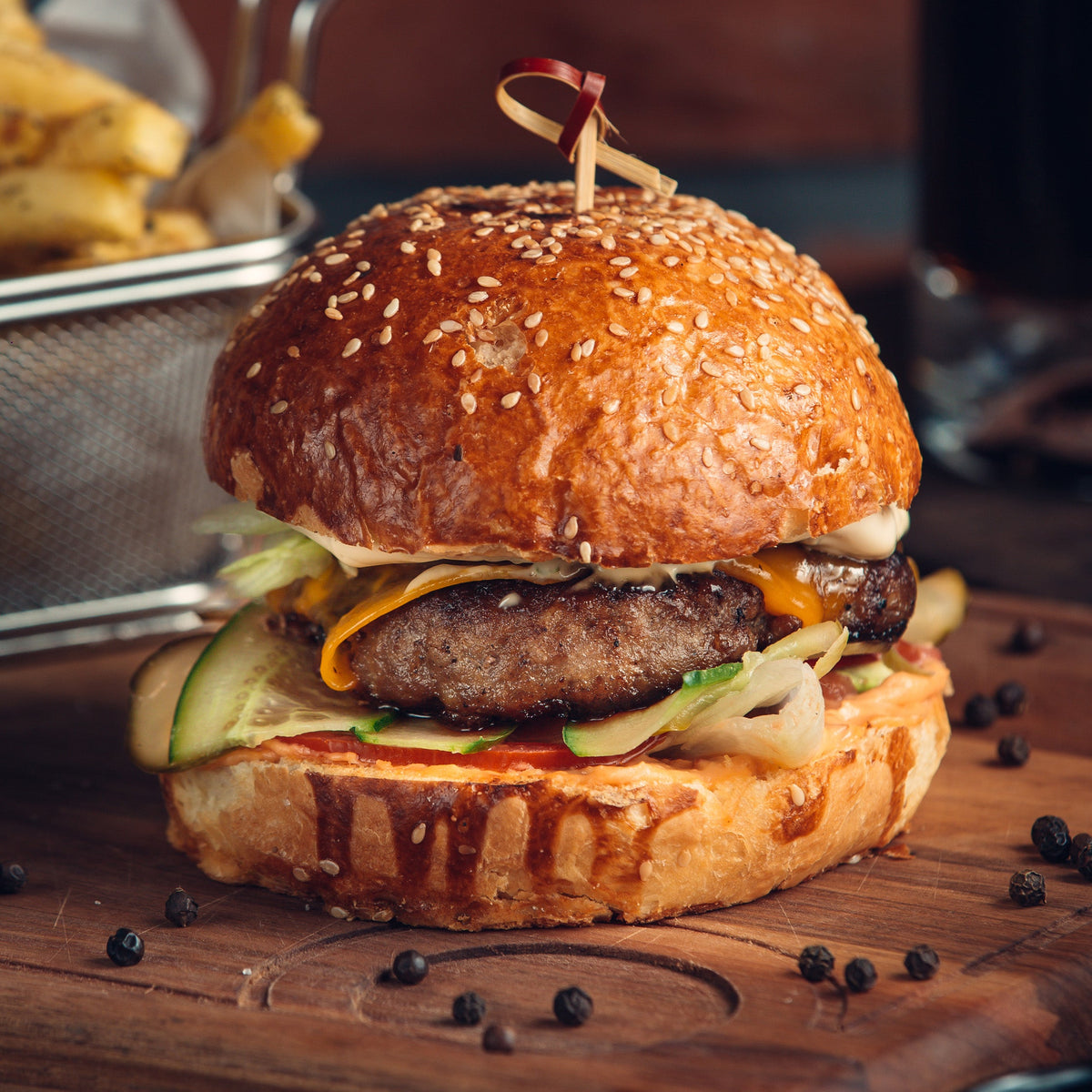 Halal beef burger with fresh lettuce, tomato and cheese - Mi Burger Nottingham