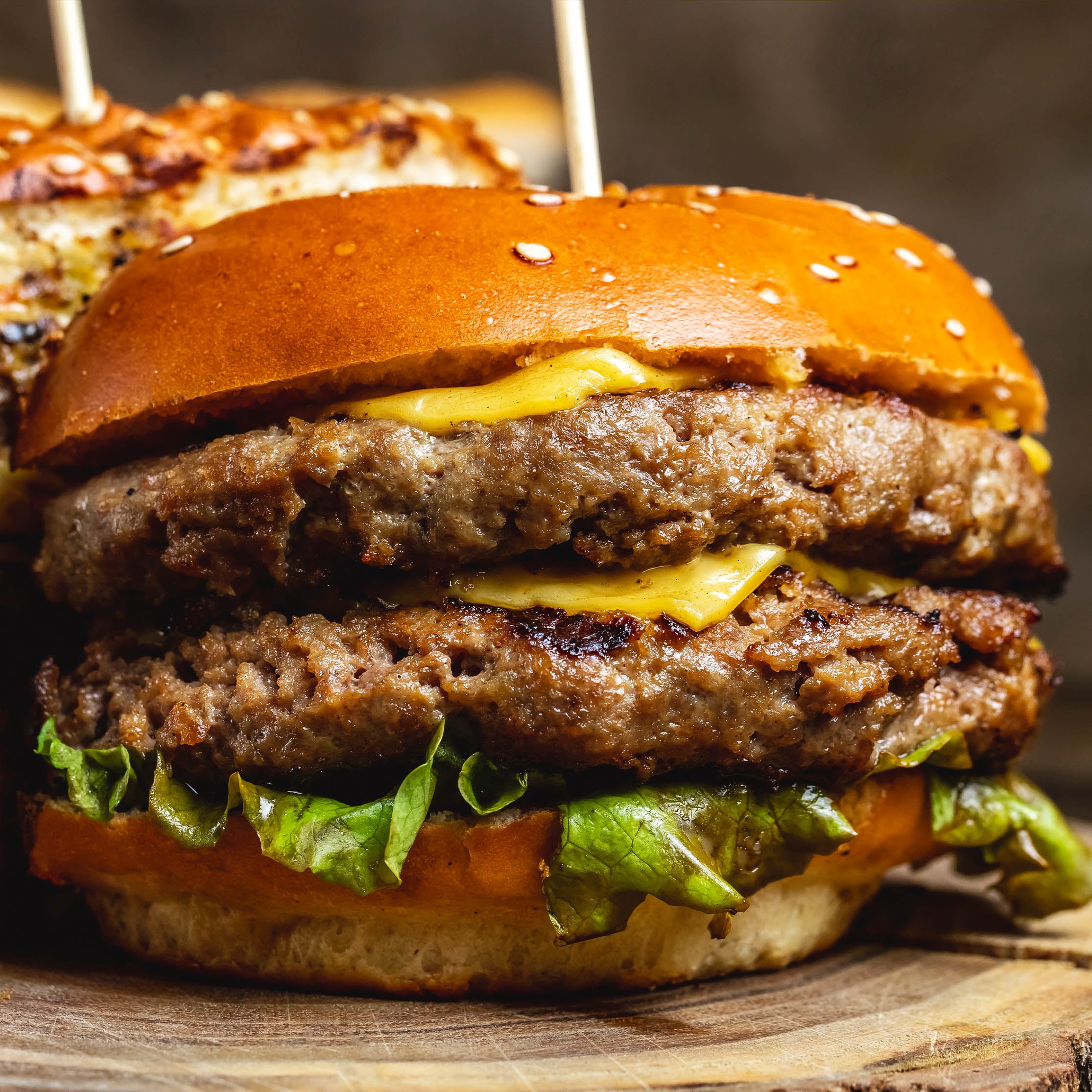 Double halal beef burger with cheese and fresh vegetables - Mi Burger Nottingham