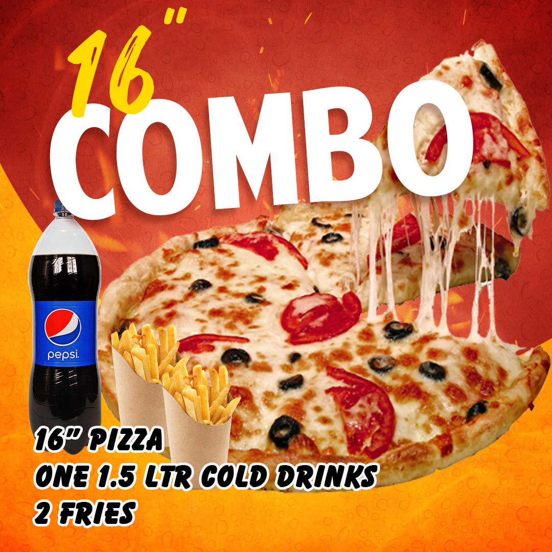 Unbeatable value! Large 16" halal pizza with 1.5L drink & 2 fries for £15. Choose from 20+ delicious flavours. Best halal pizza in Nottingham. Order now!